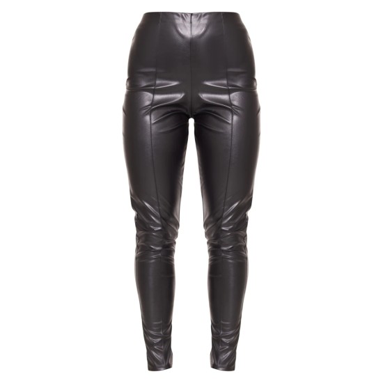 Black Faux Leather Pintuck Detail Leggings