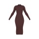 Chocolate Turtle Neck Knitted Bodycon Maxi Dress