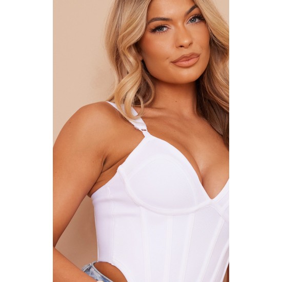 White Bandage Dip Hem Bust Cup Corset
