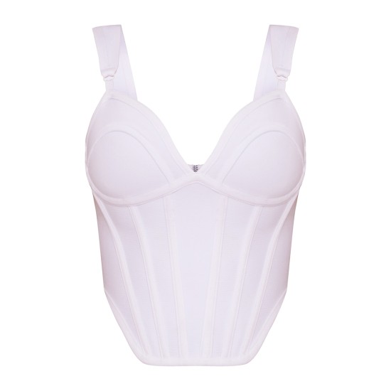 White Bandage Dip Hem Bust Cup Corset