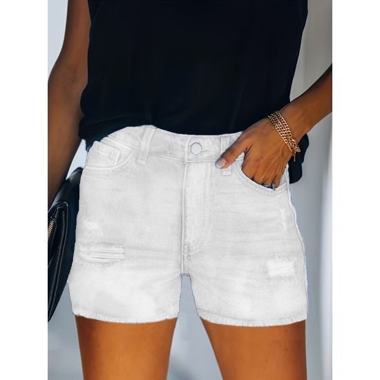 Blue Frayed Hem Denim Shorts, Ripped Holes Slash Pockets Short Denim Pants, Women’s Denim Jeans & Clothing – PRYCUS MITCHELL INC Blue Frayed Hem Denim Shorts, Ripped Holes Slash Pockets Short Denim Pants, Women’s Denim Jeans & Clothing – PRYCUS MITCHELL INC