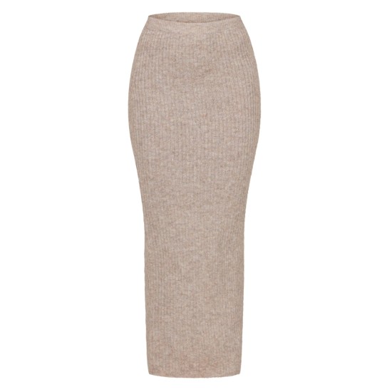 Mocha Luxe Knit Low Rise Midaxi Skirt