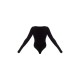 Basic Black Cotton Blend Plunge Long Sleeve Bodysuit
